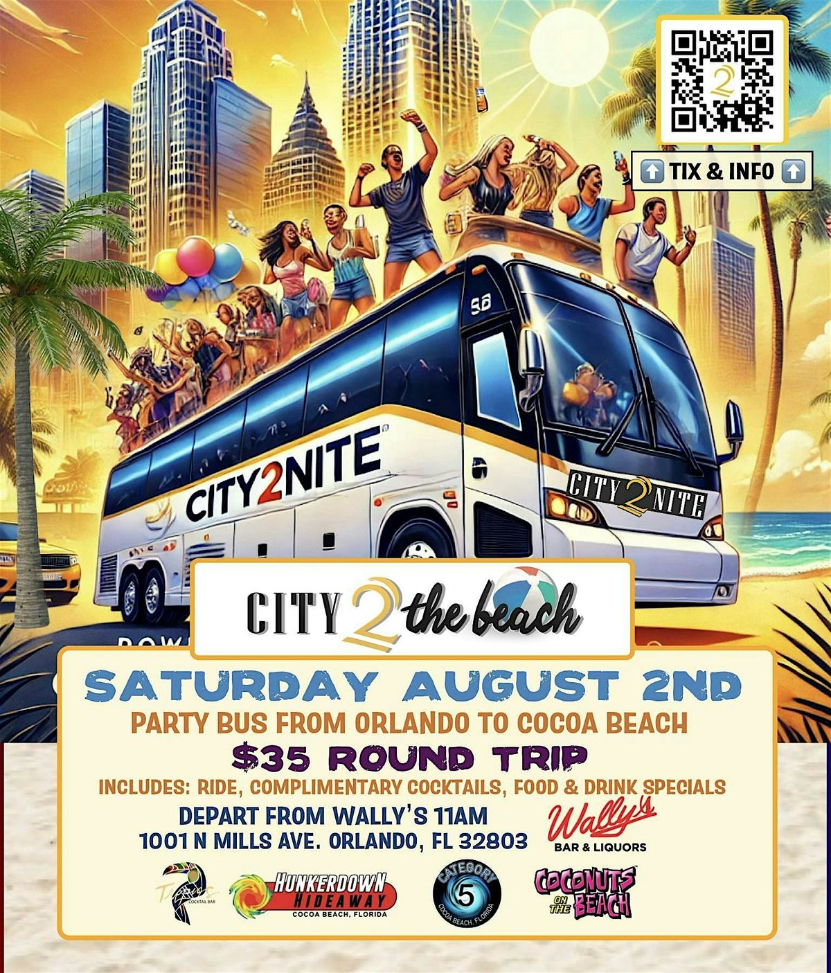City2Nite Beach Bus To Cocoa Beach Aug 2nd, 2 August | Event in Orlando | AllEvents