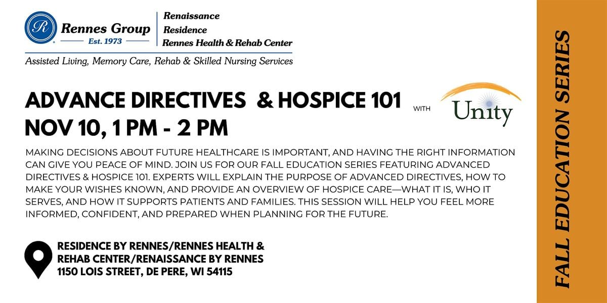 ADVANCE DIRECTIVES  & HOSPICE 101 FALL EDUCATION SERIES, 10 November | Event in De Pere | AllEvents
