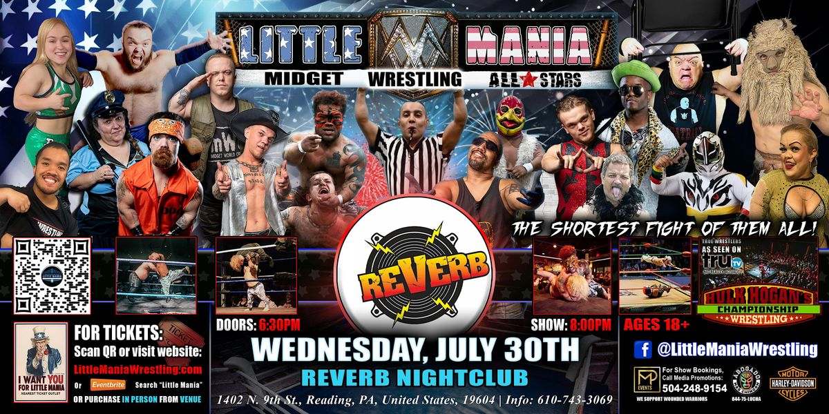 Reading, PA- Little Mania Midget Wrestling @ Reverb Nightclub, 30 July | Event in Reading | AllEvents