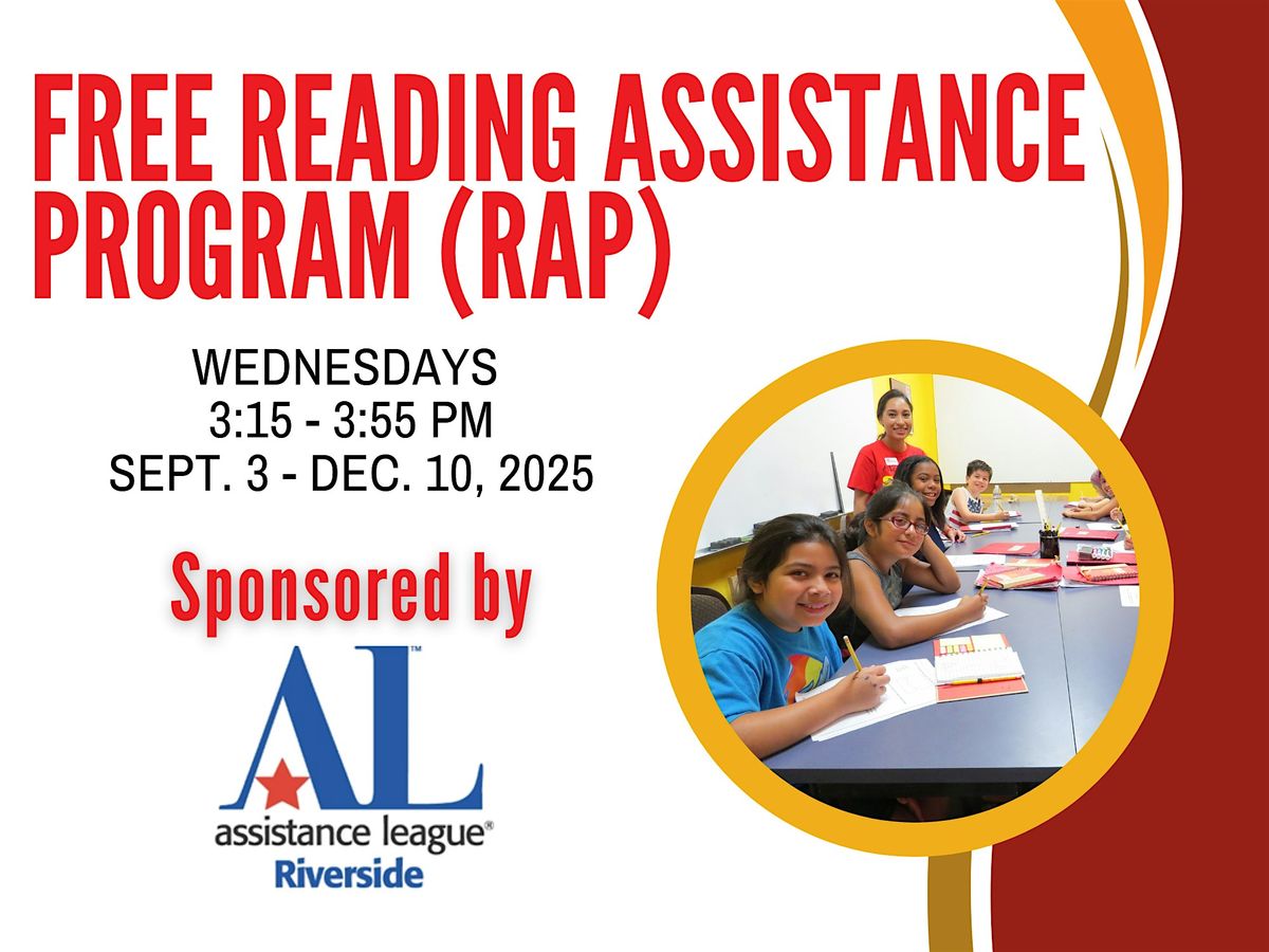 Free Reading Assistance Program, 3 September | Event in Riverside | AllEvents