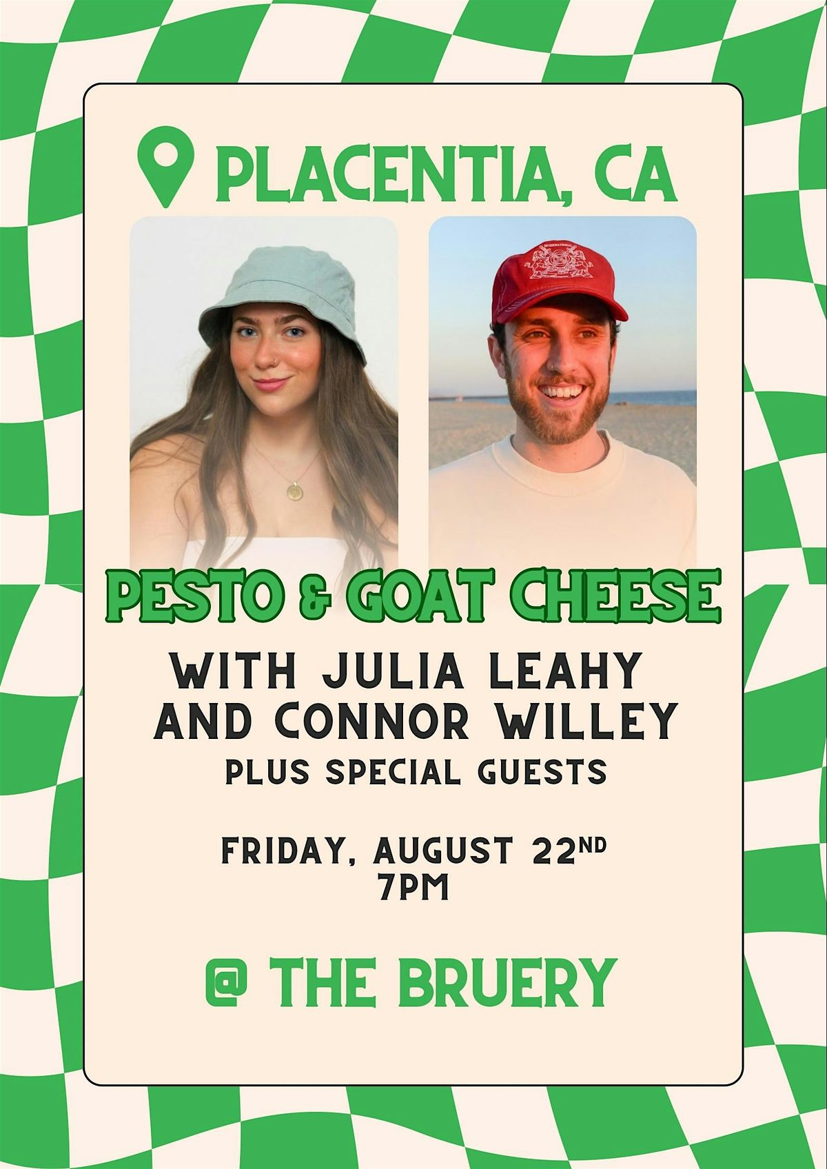 Pesto and Goat Cheese Comedy Tour - Featuring Julia Leahy and Connor Willey, 22 August | Event in Placentia