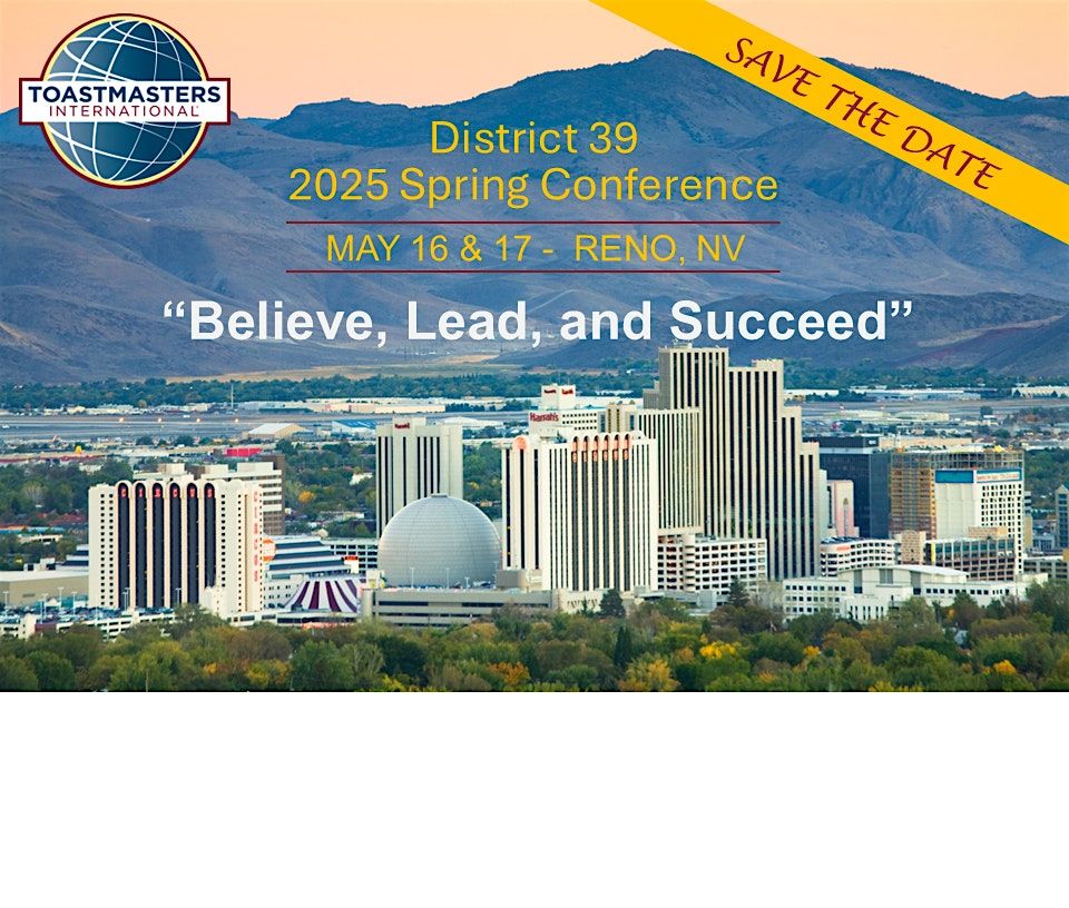 District 39 Toastmasters 2025 Spring Conference, 16 May | Event in Reno | AllEvents