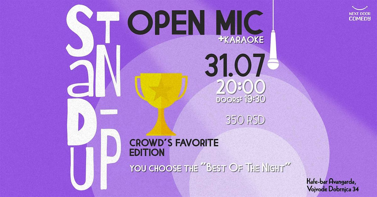 Stand-up open mic - crowd's favorite edition, 31 July | Event in Beograd | AllEvents