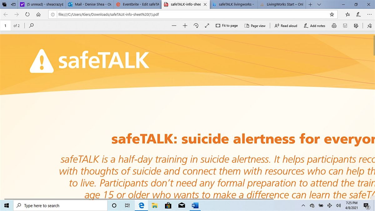 safeTALK (suicide alertness for everyone), Traverse City, MI, 15 September | Event in Traverse City | AllEvents