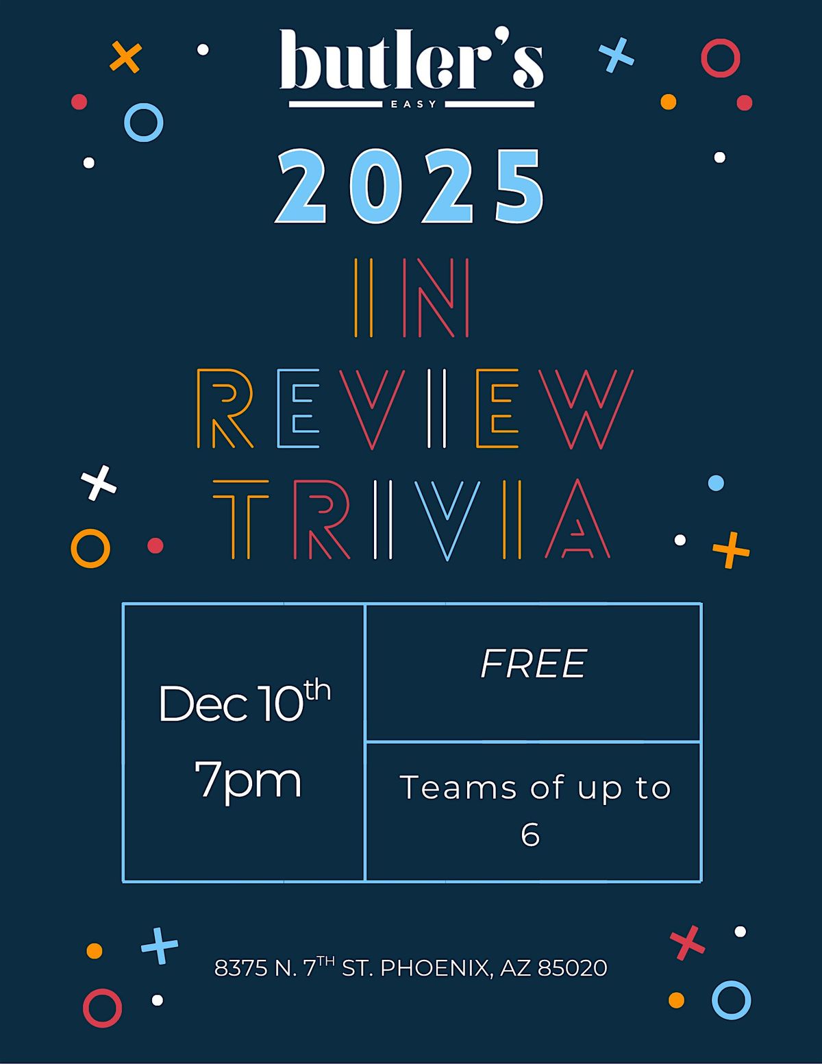 2025 In Review Trivia at Butler's Easy!, 10 December | Event in Phoenix | AllEvents