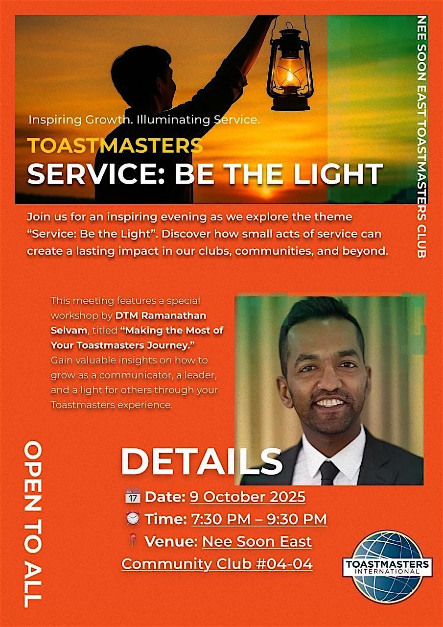 Chapter Meeting: Service: Be the Light., 9 October | Event in Yishun | AllEvents