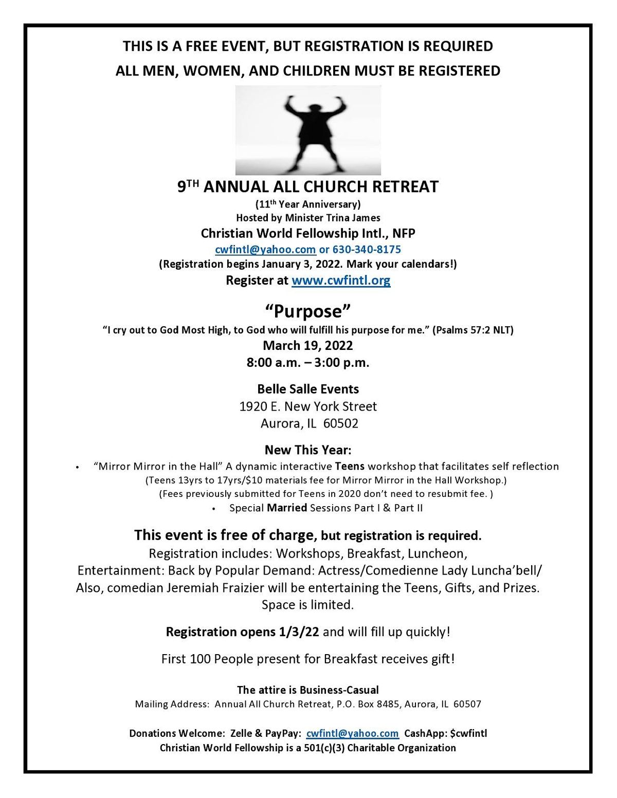 9th Annual All Church Retreat Belle Salle Events Aurora March 19 2022 Allevents In Christian Events 2022