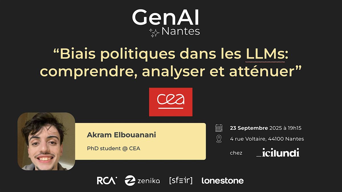 S4E01 - Conf' CEA - Biais politiques dans les LLMs, 23 September | Event in Nantes | AllEvents