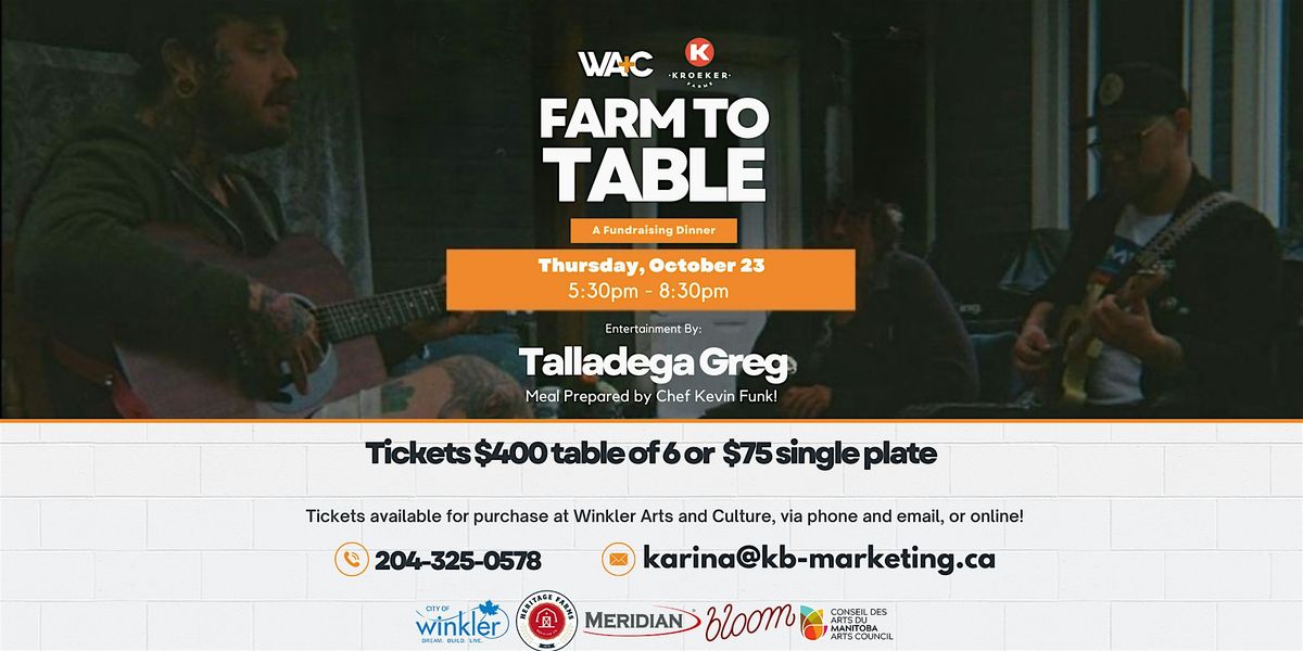 Farm to Table: A Fundraising Dinner, 23 October | Event in Winkler | AllEvents