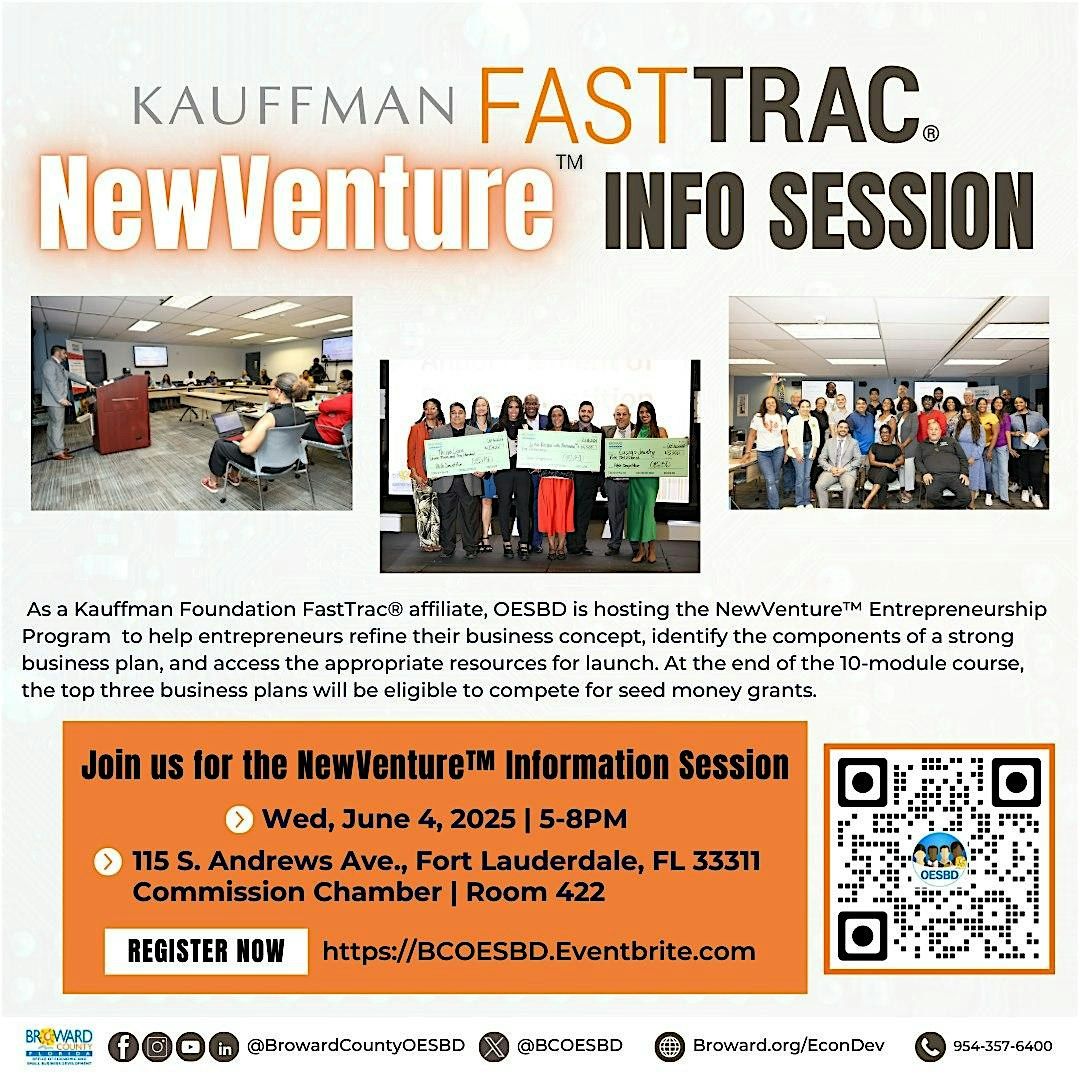 Information Session | Kauffman FastTrac® NewVenture™ 2025, 4 June | Event in Fort Lauderdale | AllEvents