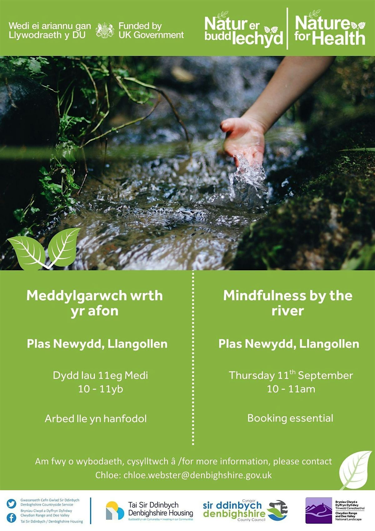 Meddylgarwch wrth yr afon  - Mindfulness by the river, 30 October | Event in Llangollen | AllEvents