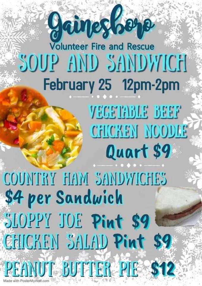 Soup and Ham Sandwich Drive Thru, Gainesboro Volunteer Fire and Rescue