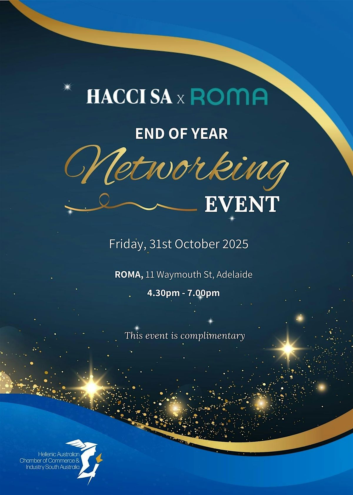 HACCI SA X ROMA | End of Year Networking Event, 31 October | Event in Adelaide | AllEvents