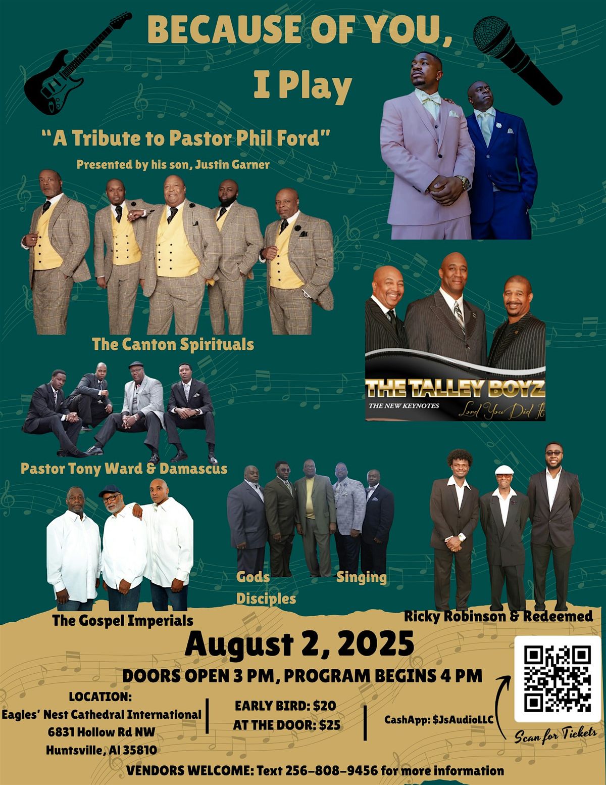 BECAUSE OF YOU, I PLAY. A TRIBUTE TO PASTOR PHIL FORD, 2 August | Event in Huntsville | AllEvents