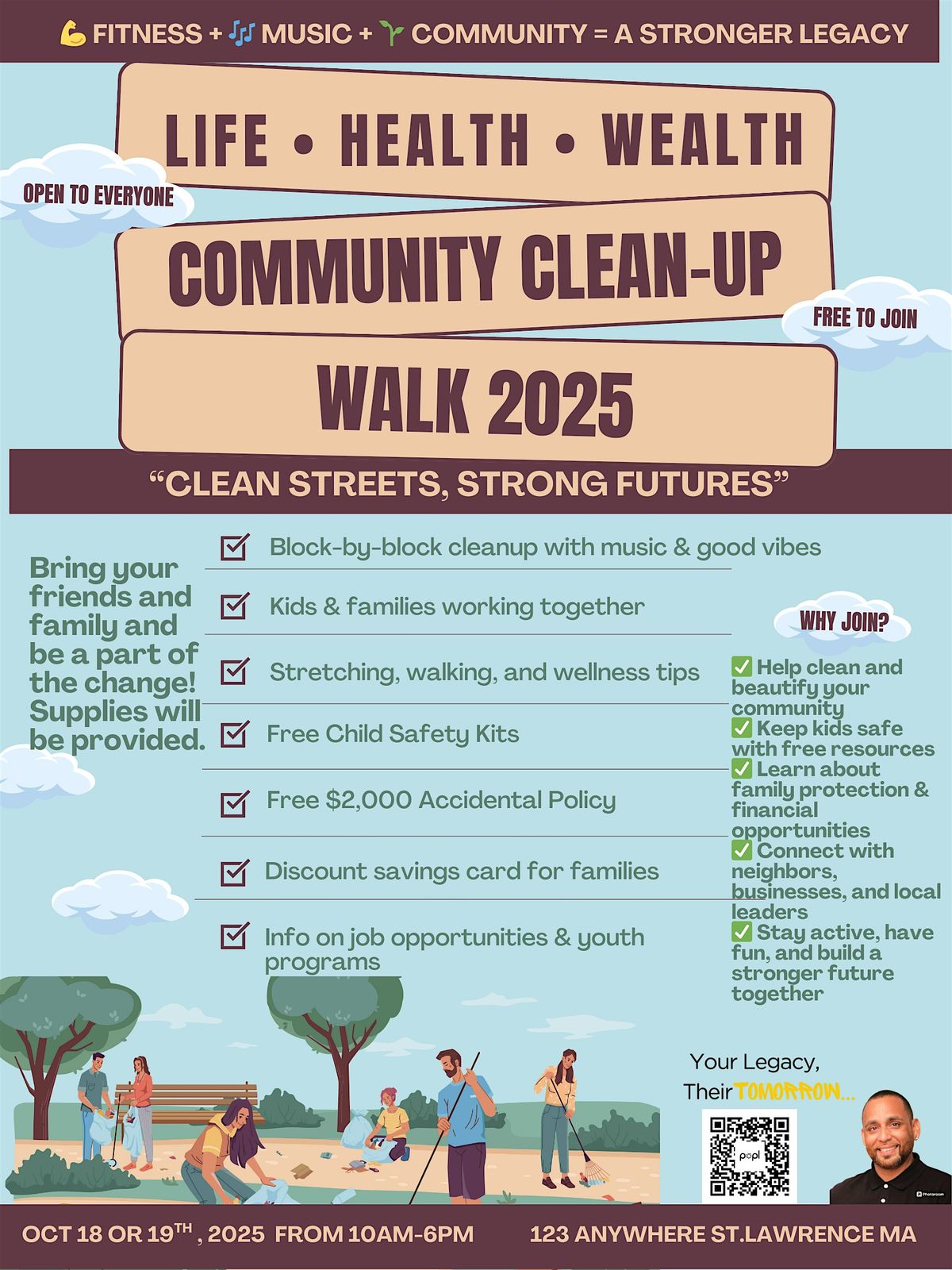 Life • Health • Wealth -Community Walk & Clean-Up 2025  -Free Family Event, 25 October | Event in Lawrence