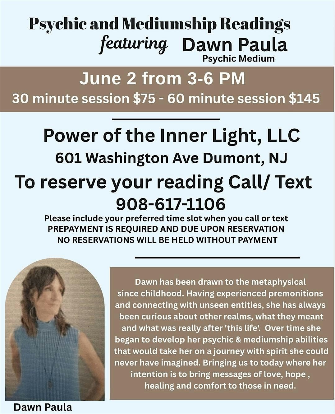 PSYCHIC AND MEDIUMSHIP READINGS, 2 June | Event in Dumont | AllEvents