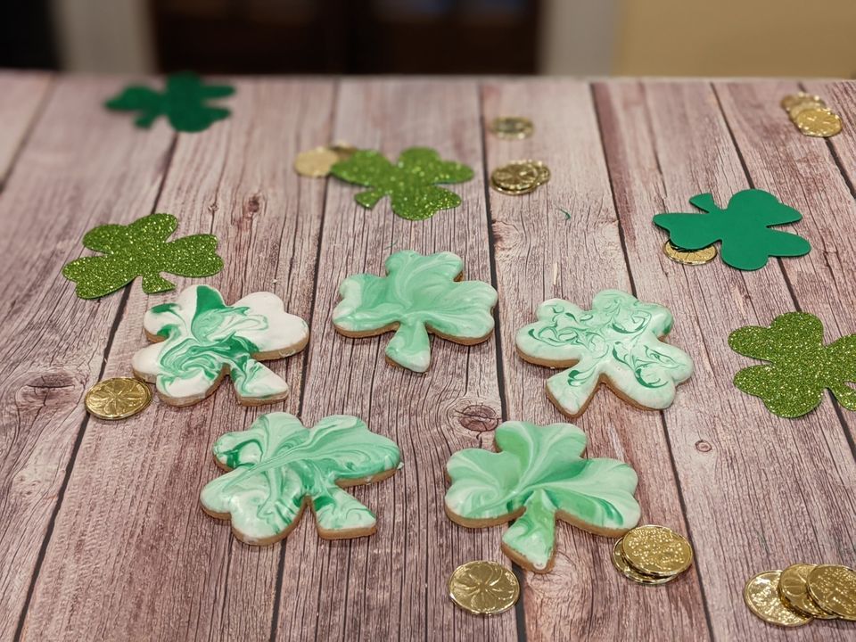 Marbled Dipped Shamrock Cookie Decorating Stone Oven Bakery