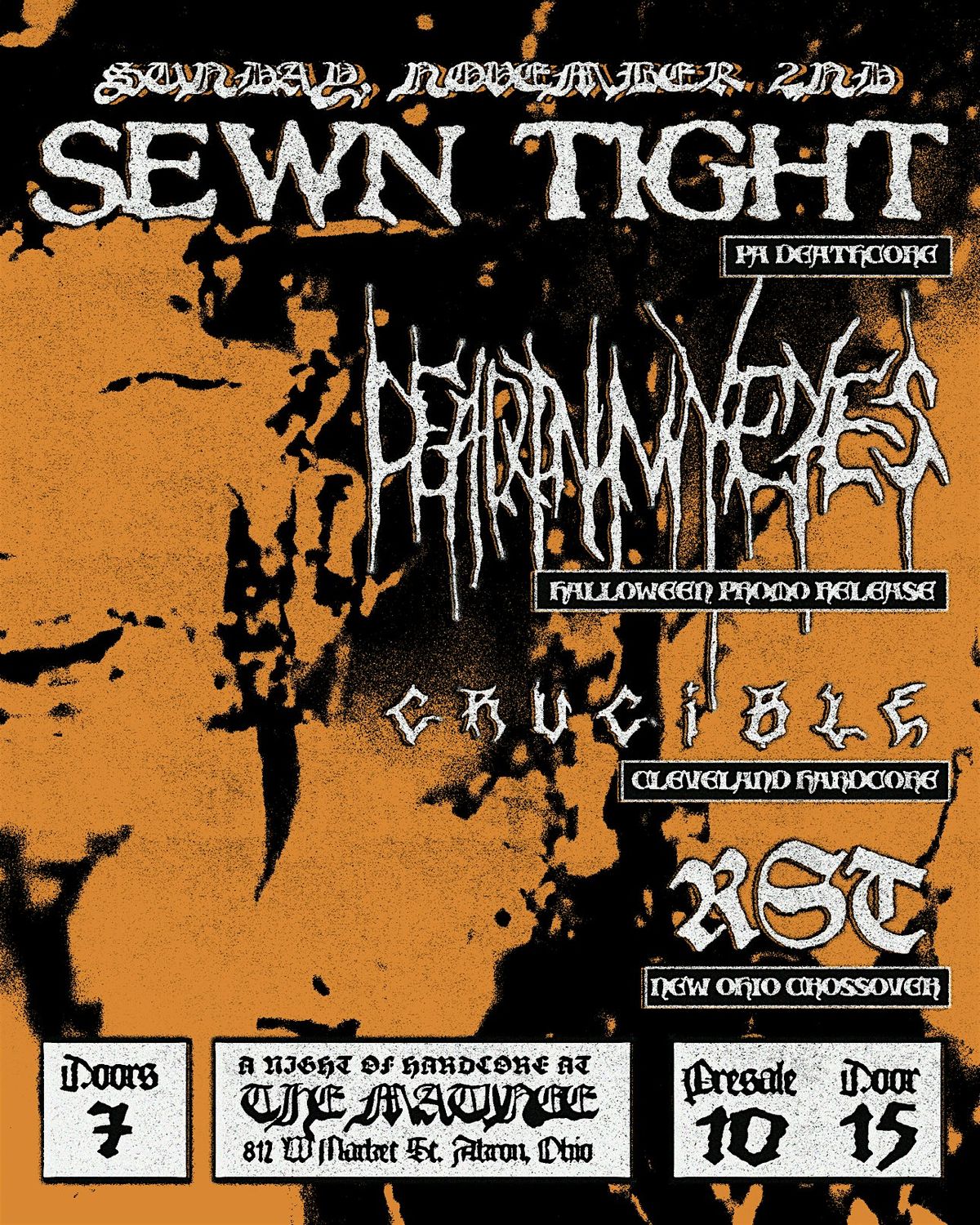 Sewn Tight, Dead in My Eyes, Crucible & RST at The Matinee, 2 November | Event in Akron | AllEvents