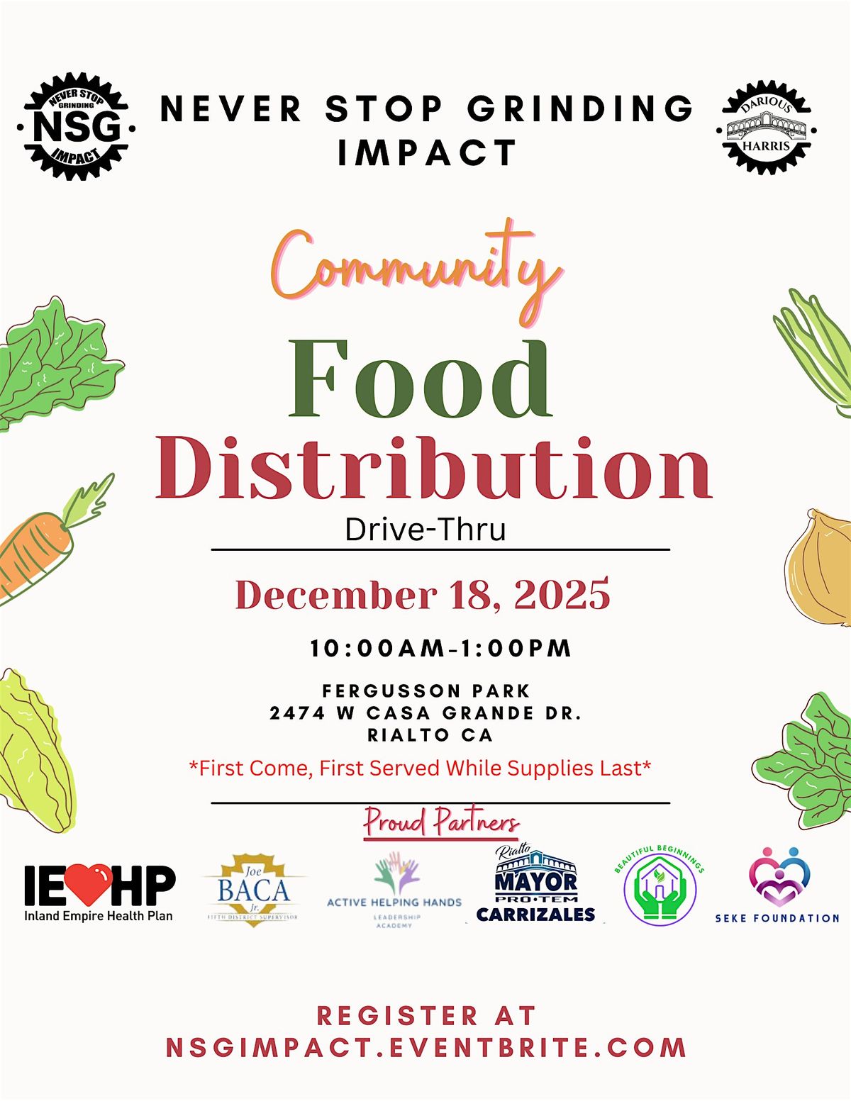 NSG Impact Community Food Distribution (December), 18 December | Event in Rialto | AllEvents