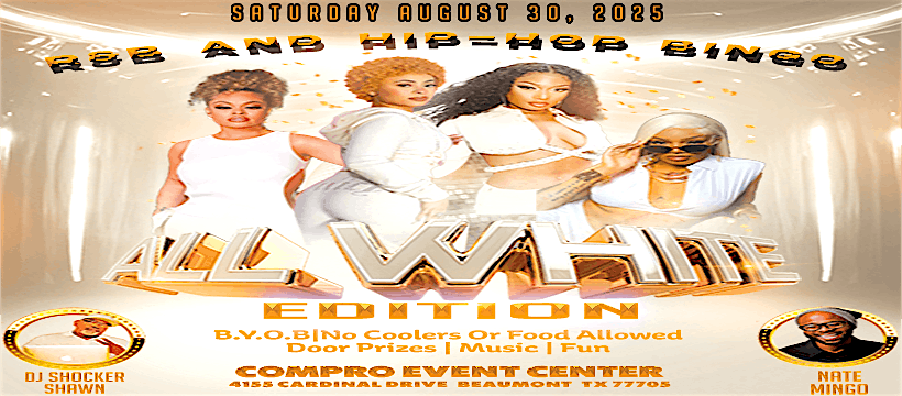R&B and Hip-Hop Bingo  -  All White Everythang Edition, 30 August | Event in Beaumont | AllEvents