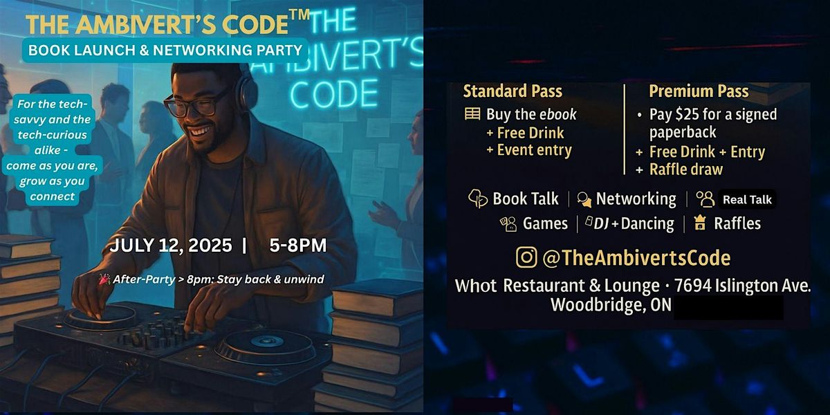 The Ambivert’s Code: Book Launch Party. Crack the Code, Catch the Vibe, 12 July | Event in Vaughan | AllEvents