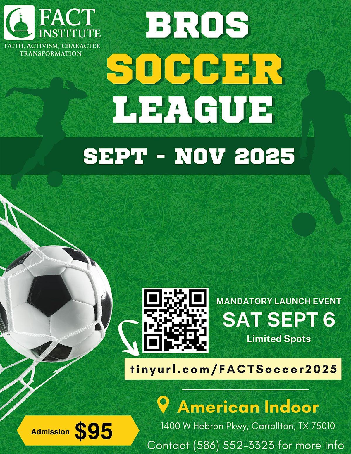 FACT Institute - Soccer League 2025, 6 September | Event in Carrollton | AllEvents