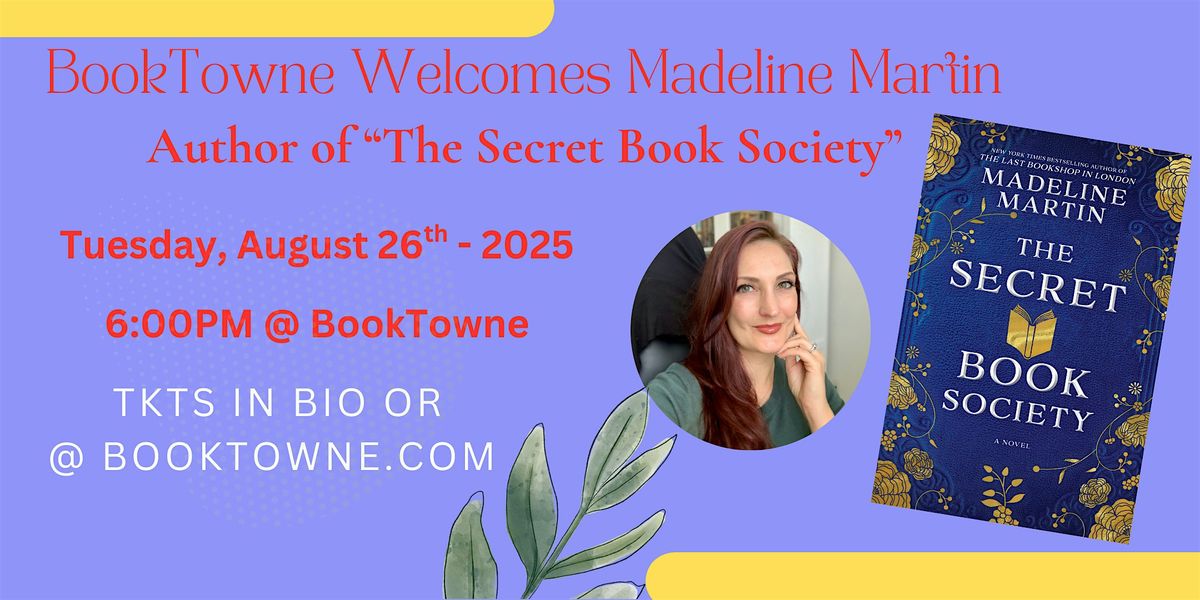 BookTowne Welcomes Madeline Martin,Author of The Secret Book Society, 26 August | Event in Manasquan | AllEvents