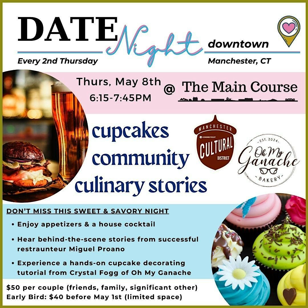 DateNight Downtown: Cupcakes, Community, Conversation, 8 May | Event in Manchester | AllEvents