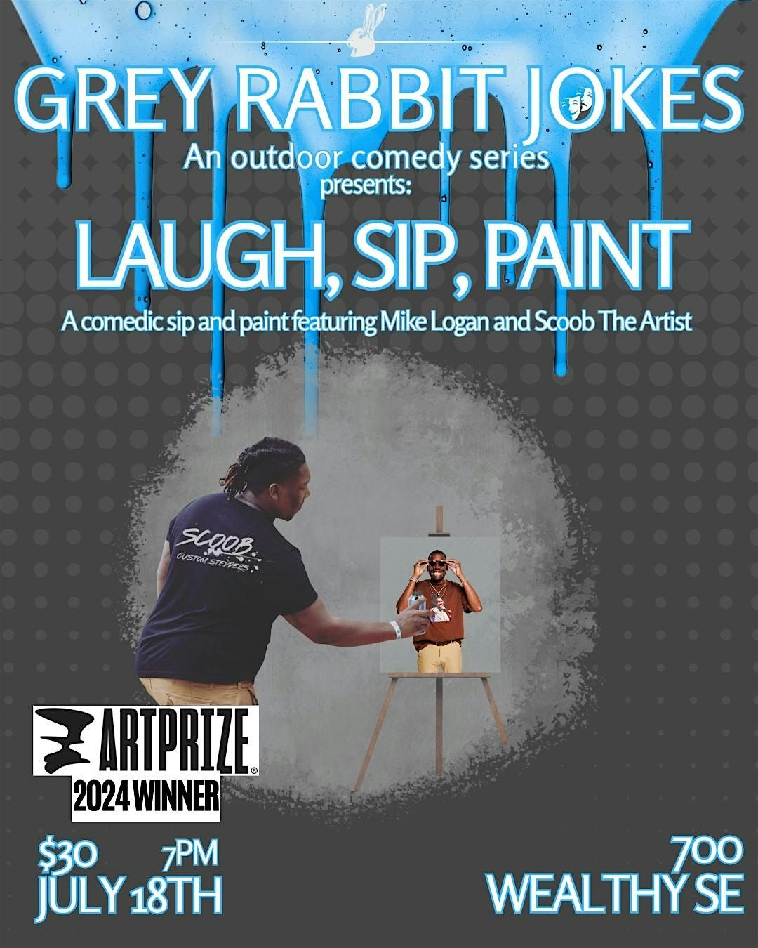 Grey Rabbit Jokes Presents: LAUGH, SIP, PAINT a comedic sip and paint, 18 July | Event in Grand Rapids | AllEvents