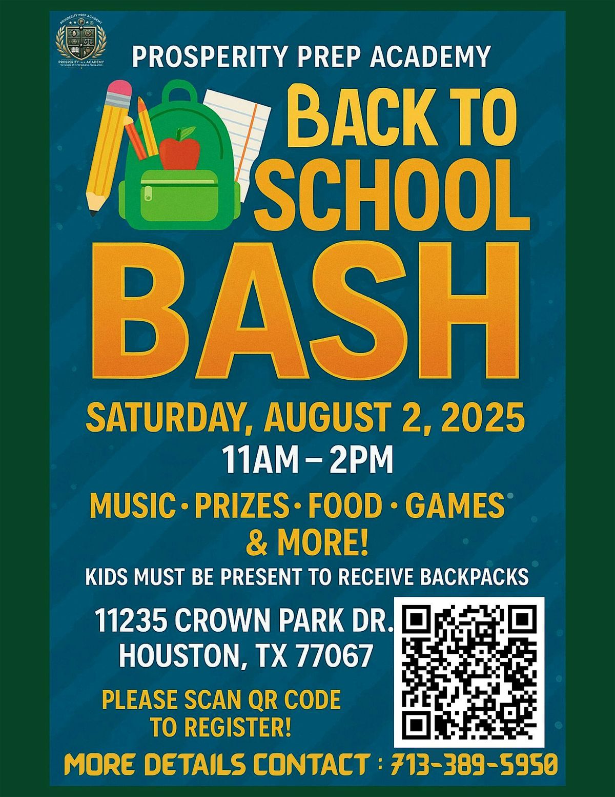 Prosperity Prep Academy Back 2 School Giveaway, 2 August | Event in Houston | AllEvents