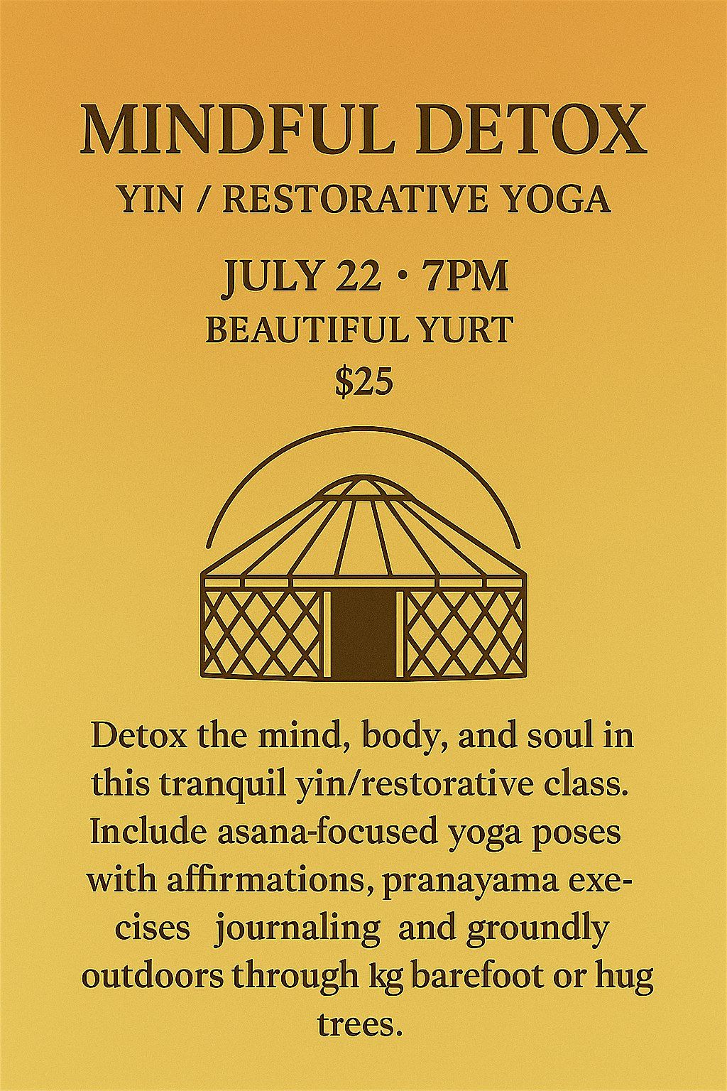 Detox to Reconnect: A Yin & Restorative Journey for Mind, Body & Soul, 22 July | Event in Yellow Springs