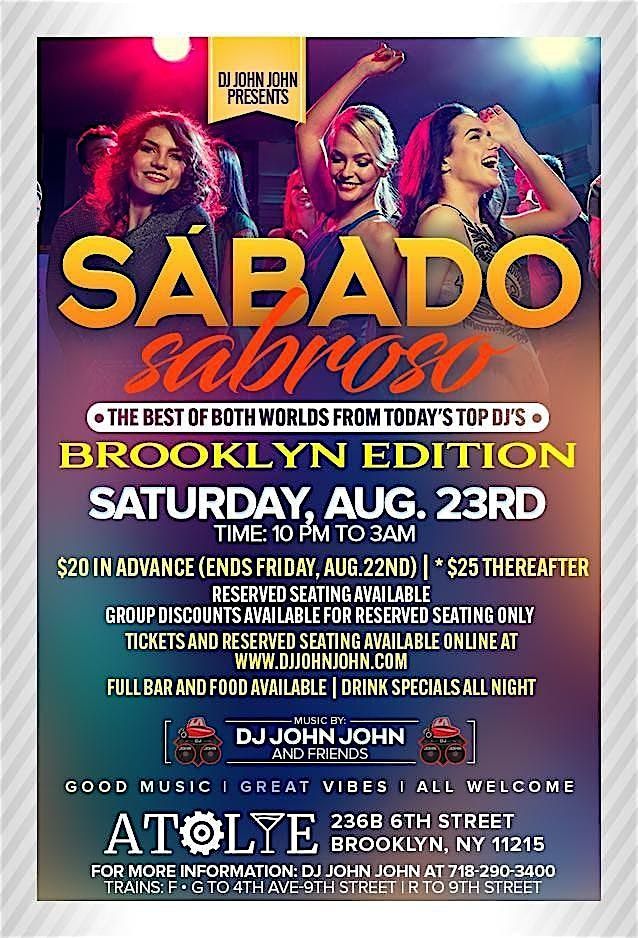 SÁBADO SABROSO at Atolye Venue & Bar (Brooklyn), 23 August | Event in Brooklyn | AllEvents