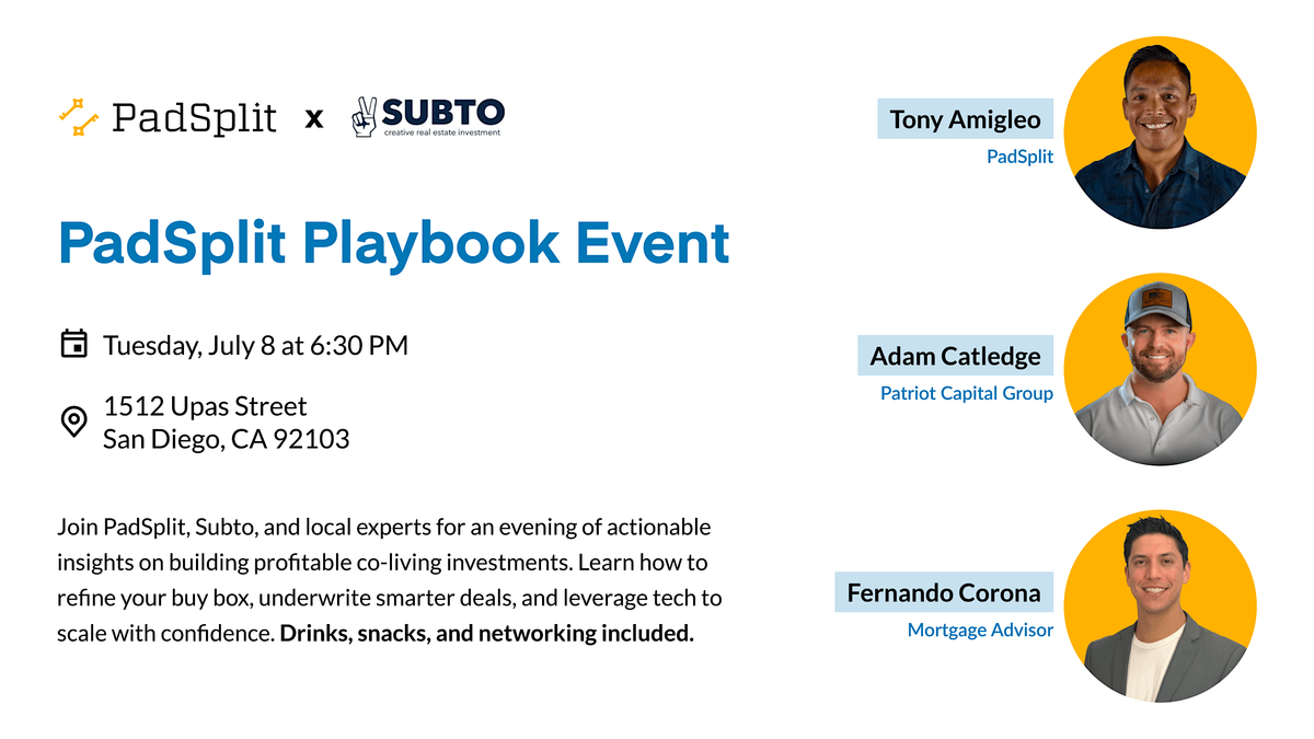 PadSplit Playbook Event: Coliving Panel & Networking, 8 July | Event in San Diego | AllEvents
