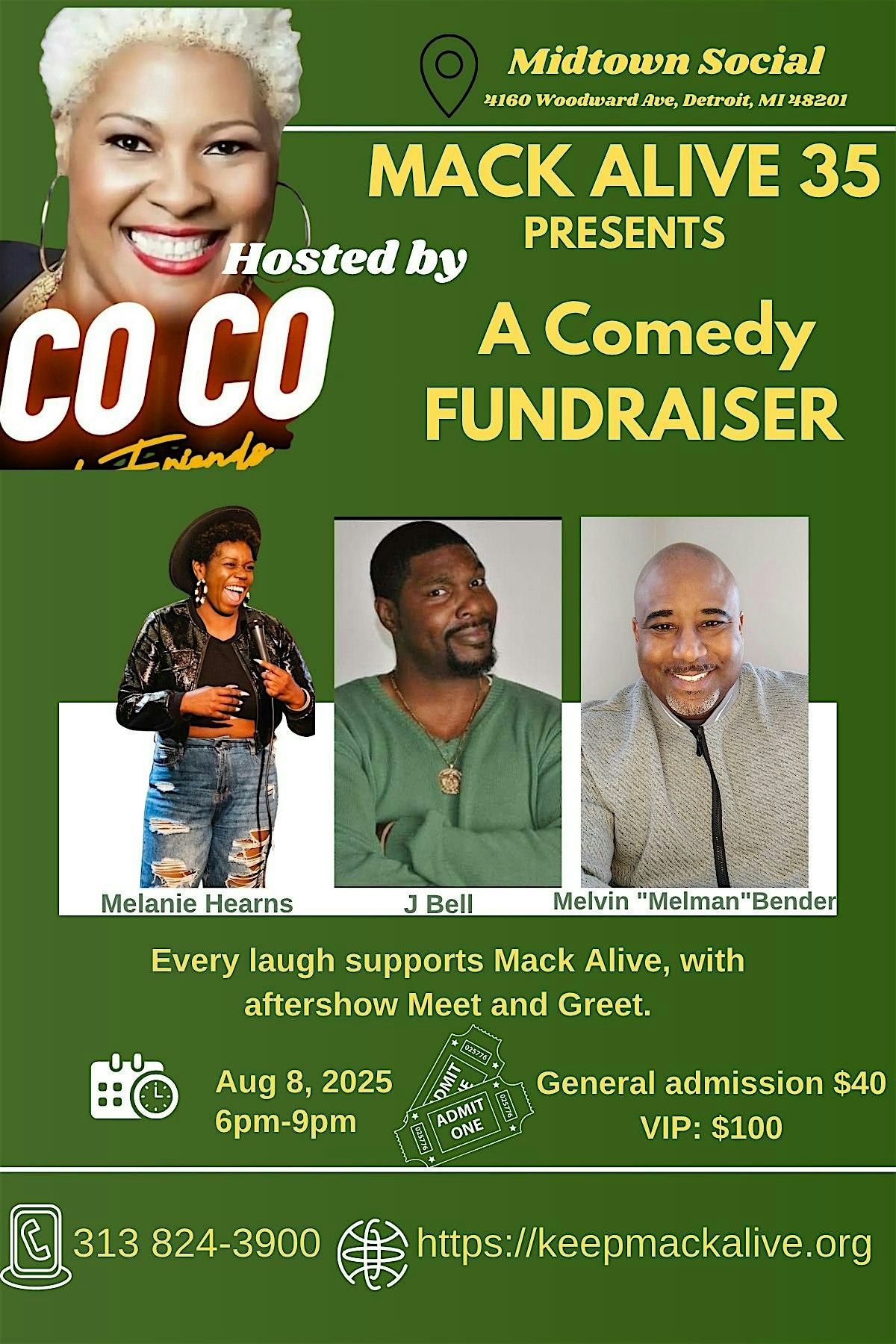 Mack Alive 35 Presents: A Comedy Fundraiser - Hosted by CoCo!, 8 August | Event in Detroit | AllEvents