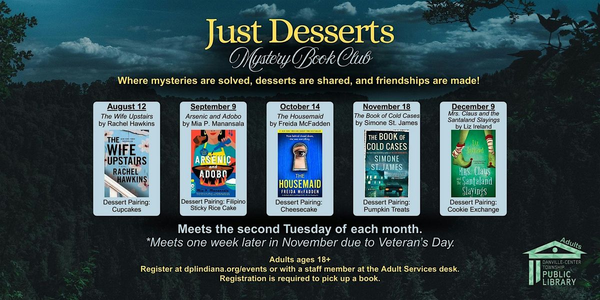 Just Desserts Mystery Book Club, 12 August | Event in Danville | AllEvents