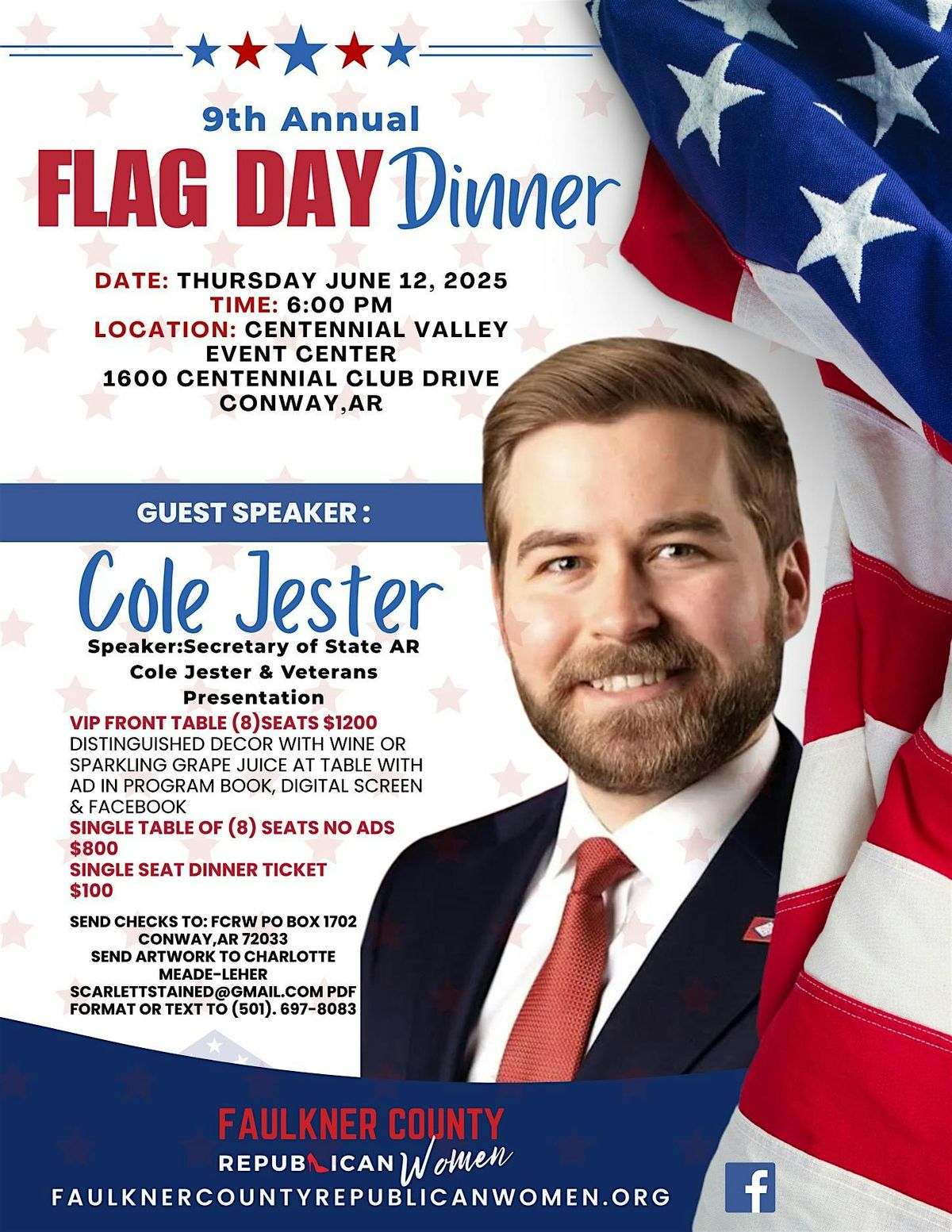 9th Annual Flag Day Dinner, 12 June | Event in Conway | AllEvents