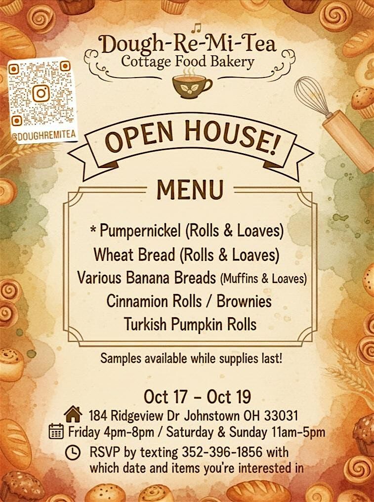 Dough-Re-Mi-Tea Cottage Bakery Open House, 17 October | Event in Johnstown | AllEvents