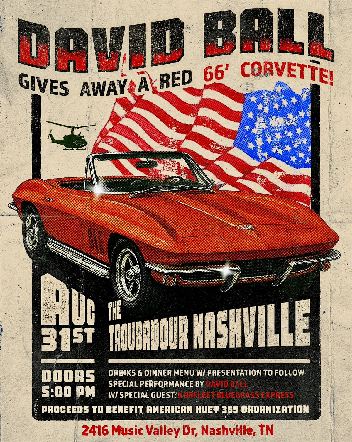 David Ball Gives Away A '66 Corvette - Live at The Troubadour Nashville, 31 August | Event in Nashville | AllEvents