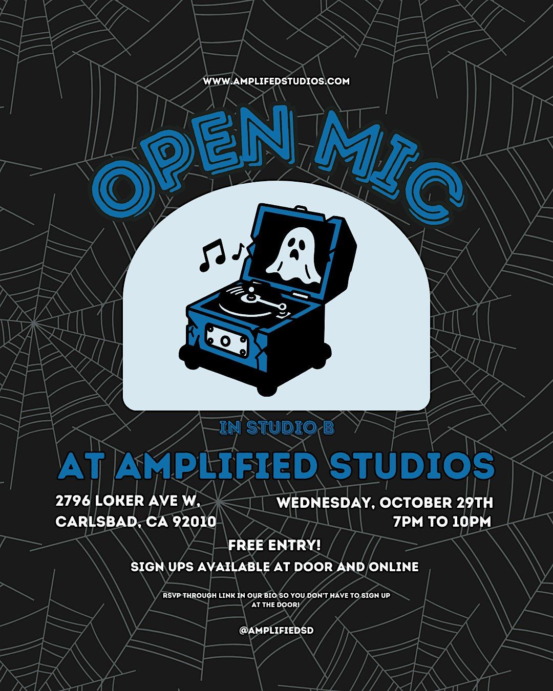 Amplified Studios October 2025 Open Mic, 9 November | Event in Carlsbad | AllEvents