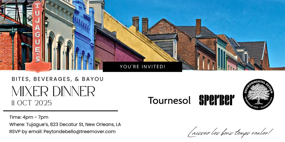 Mixer Dinner - Bites, Bevs, & Bayou, 11 October | Event in New Orleans | AllEvents