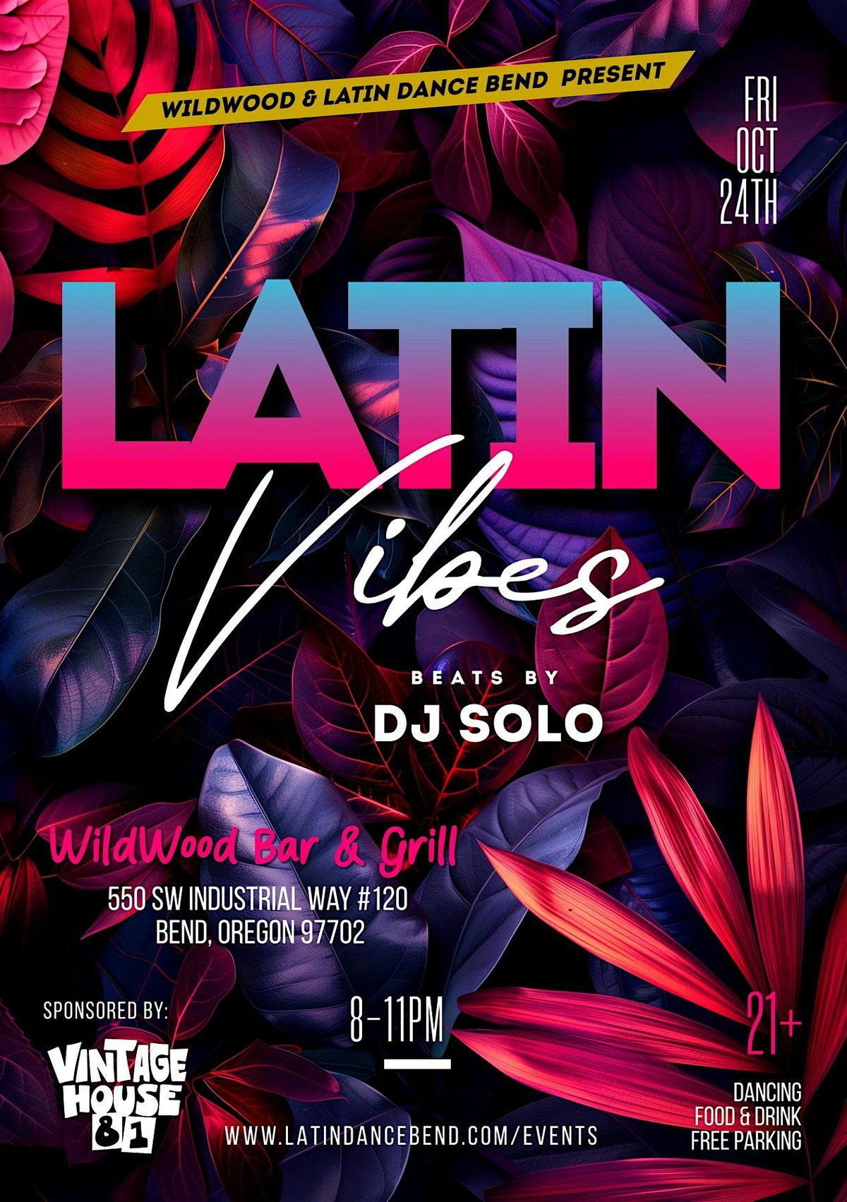 LATIN VIBES @ WILDWOOD, 24 October | Event in Bend | AllEvents