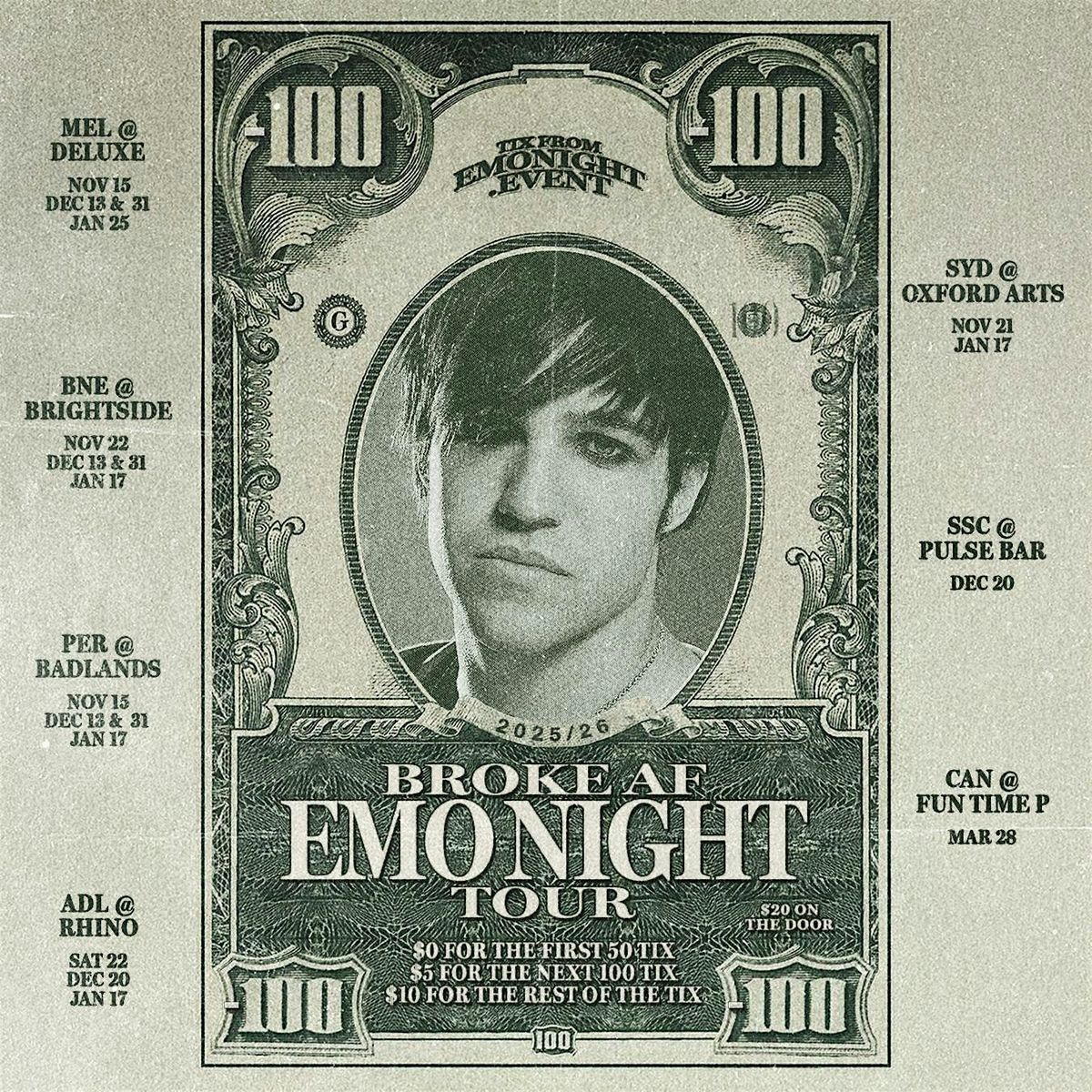 BROKE AF EMO NIGHT $5 TIX ADELAIDE, 17 January | Event in Adelaide | AllEvents