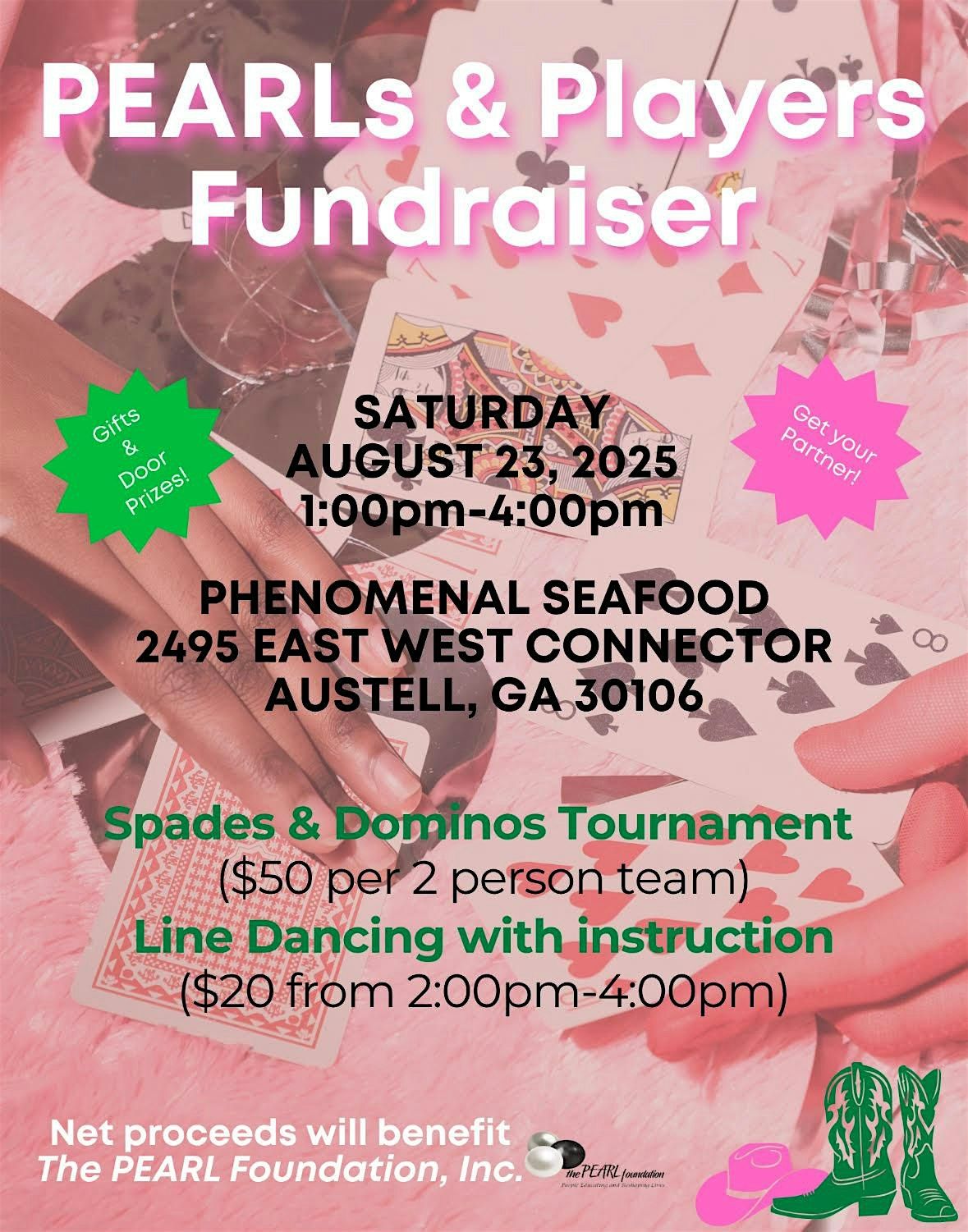 The PEARLs & Players Fundraiser  -  Saturday 08/23/2025 from 1:00pm-4:00pm, 23 August | Event in Austell
