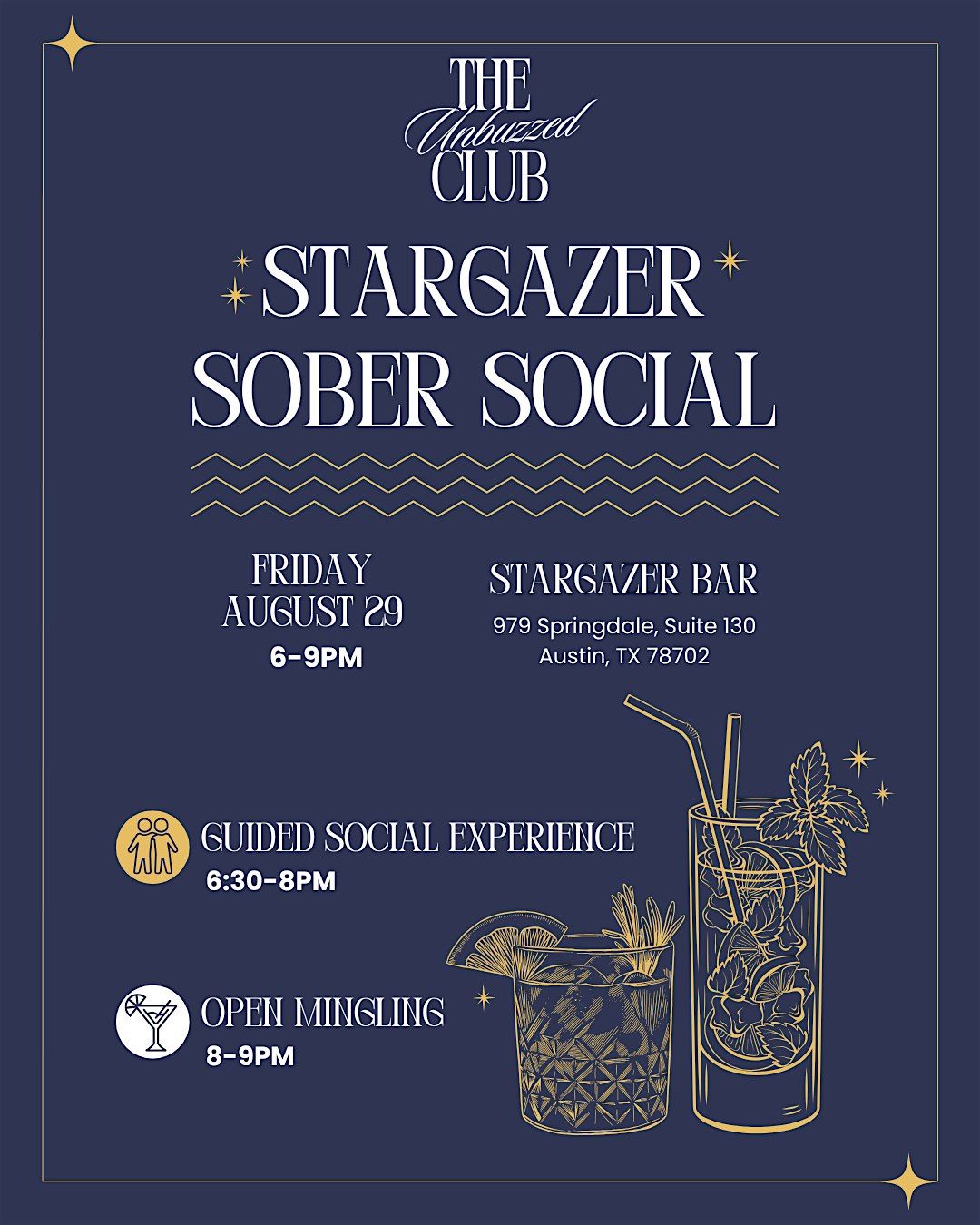 The Unbuzzed Club Sober Social | Ages: 21+, 29 August | Event in Austin | AllEvents