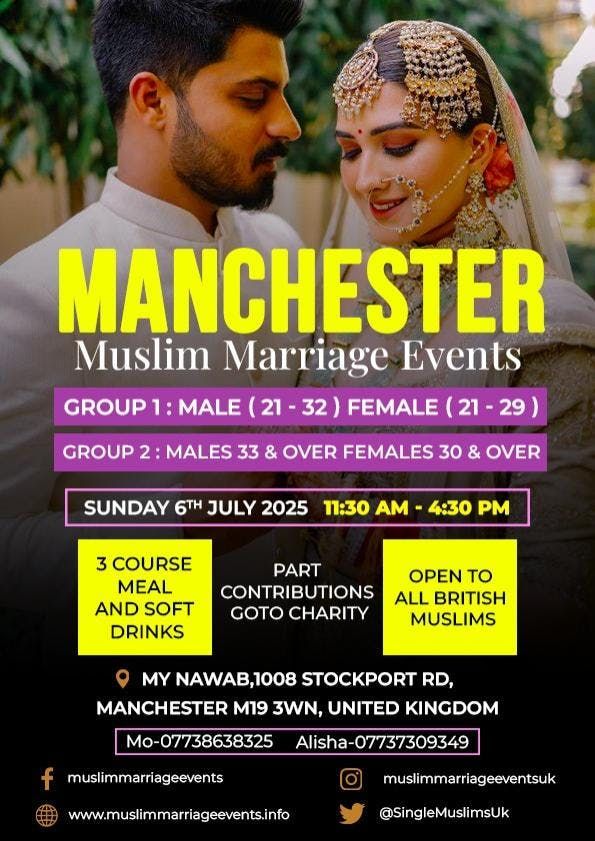 Muslim Marriage Events Manchester - 2 Age Groups, 6 July | Event in Stockport | AllEvents