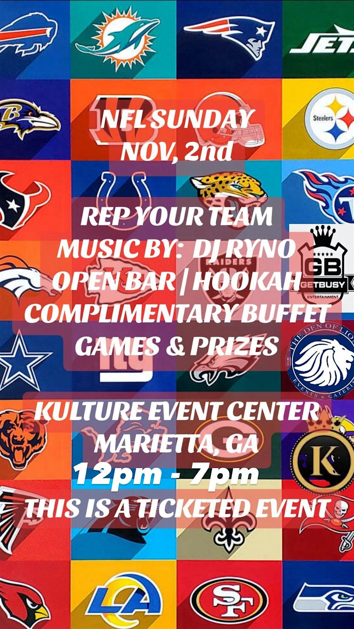 NFL SUNDAY’S “REP YOUR TEAM”, 2 November | Event in Marietta | AllEvents