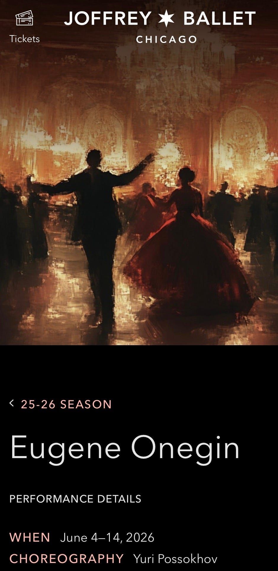 Joffrey Ballet - Eugene Onegin at Lyric Opera House, 4 June | Event in Chicago | AllEvents