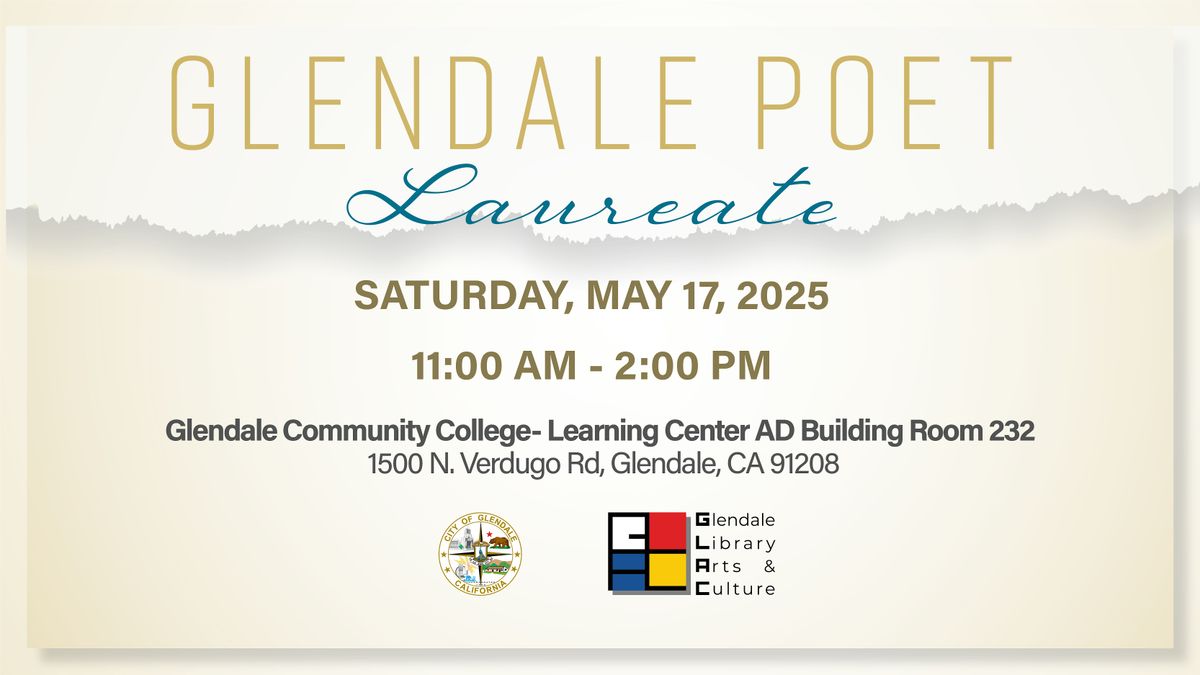 Glendale Poet Laureate Poetry Workshop & Reading, 17 May | Event in Glendale | AllEvents