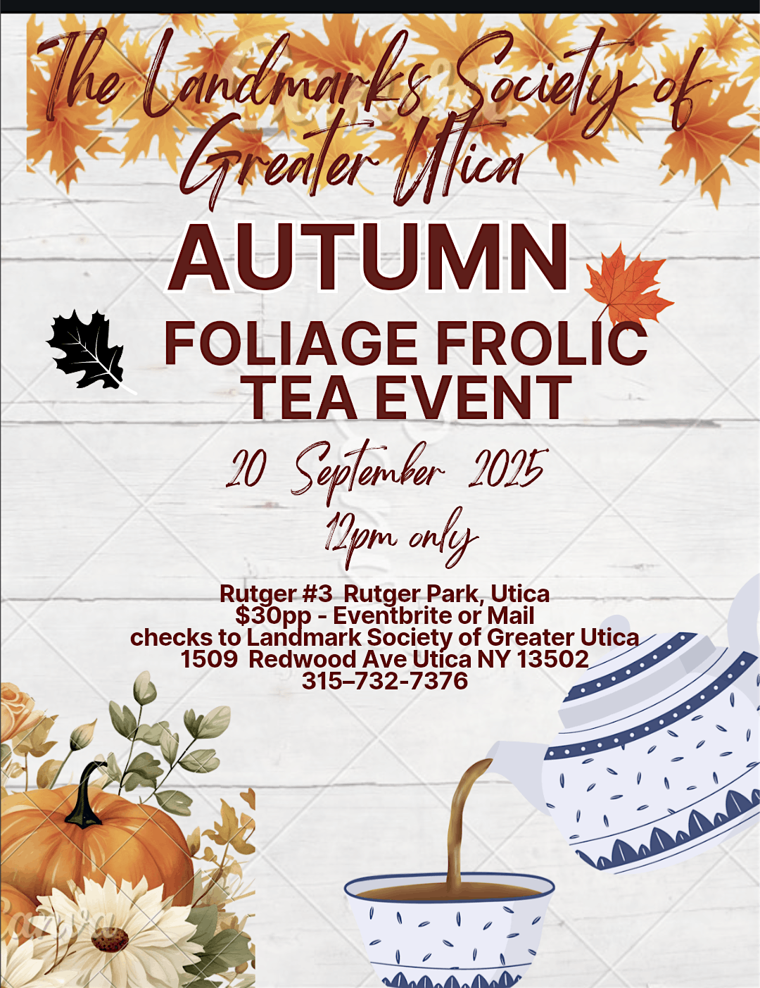 Fall Foliage Tea, 20 September | Event in Utica | AllEvents