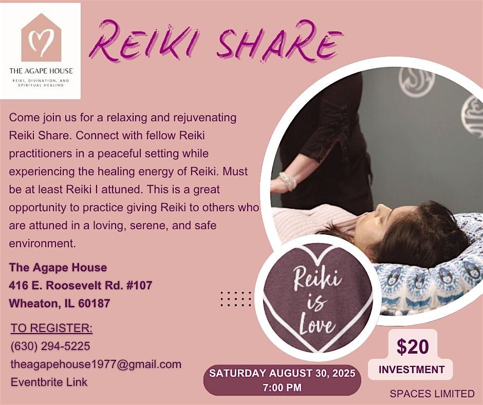 Reiki Share, 30 August | Event in Wheaton | AllEvents